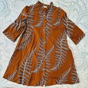 Zuri Cinnamon Fern Print Dress Women's 1X With Pockets!